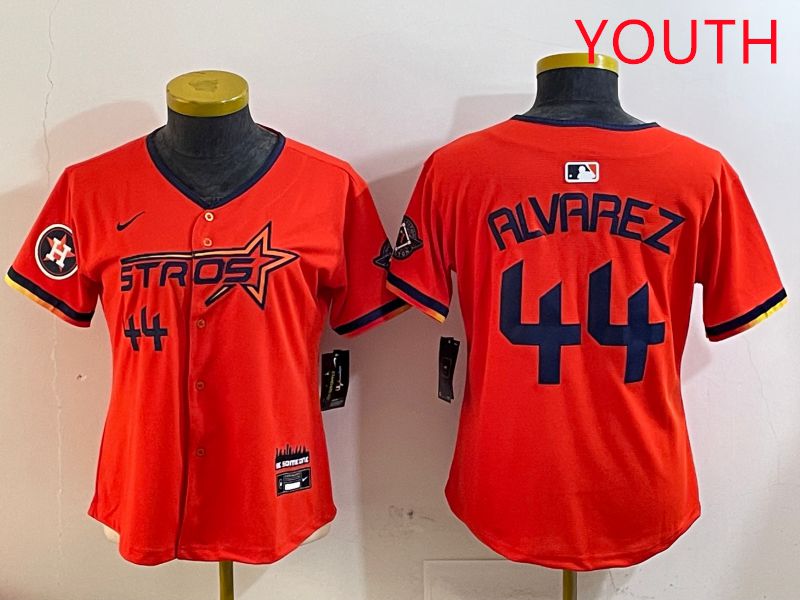 Youth Houston Astros #44 Alvarez Orange Three generations Joint Name 2025 Nike MLB Jersey style 4102->youth mlb jersey->Youth Jersey
